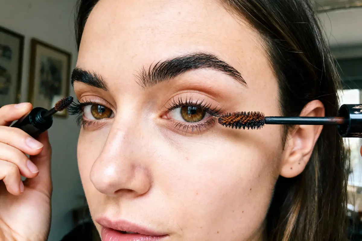 pexels-michal-pech-213601-757318 (1) Femme appliquant du mascara noir sur cils, gros plan sur visage, maquillage des yeux.