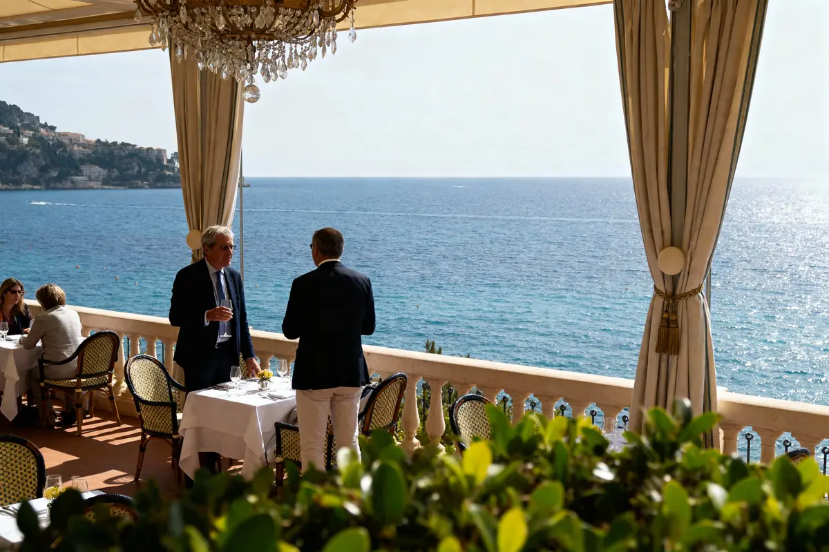 pexels-michal-pech-213601-757318 (1) Deux hommes discutent sur une terrasse élégante surplombant la mer ensoleillée.
