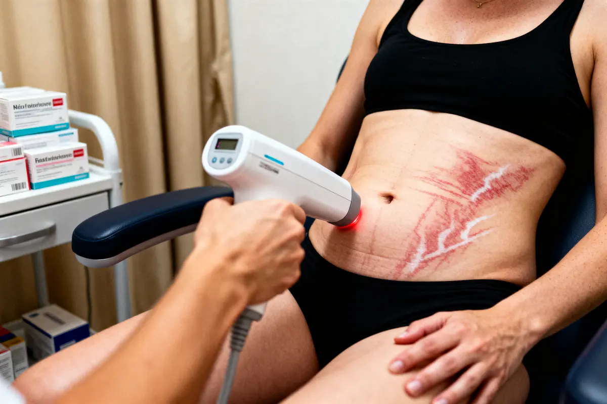 pexels-michal-pech-213601-757318 (1) Traitement laser des vergetures sur le ventre d'une femme dans une clinique médicale.