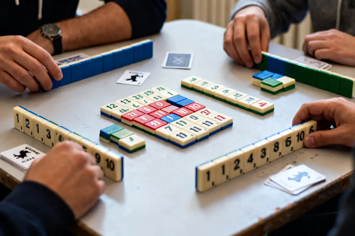 pexels-michal-pech-213601-757318 (1) Trois personnes jouent au Rummikub en respectant le règlement du Rummikub sur table blanche